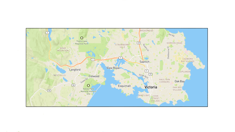 Map of Victoria, BC, Canada